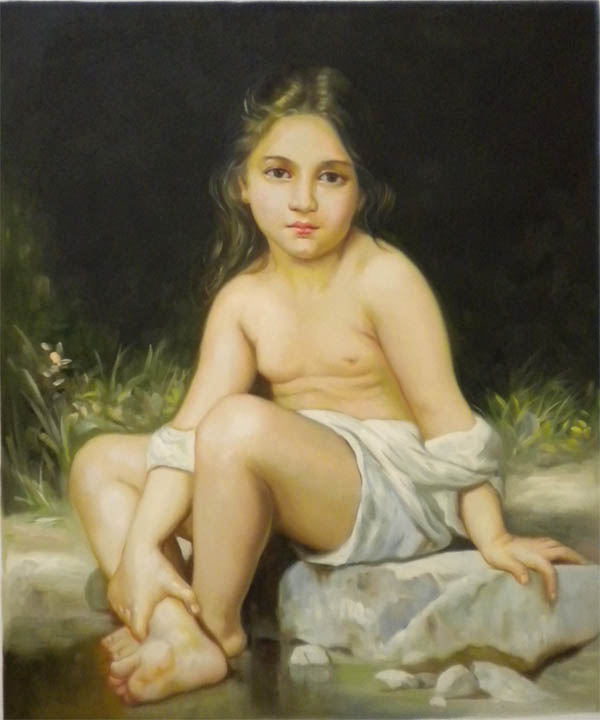 store falso d'autore Child at bath di Bouguereau
